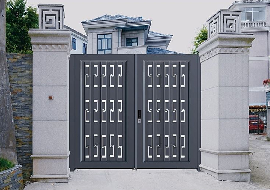 Алюминиевые ворота двора с геометрическим узором